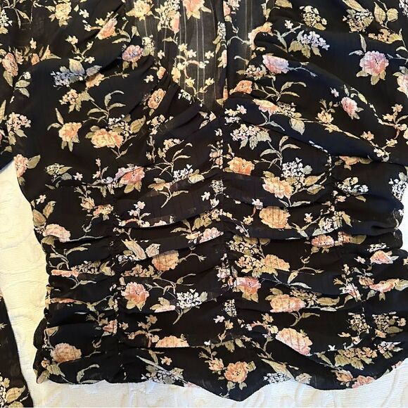 Free People Final Rose Blouse in Black Combo XS - Picture 5 of 12